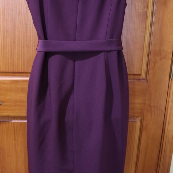 White House Black Market Burgundy Sleeveless Belted Sheath Midi Dress 14 - Picture 5 of 13